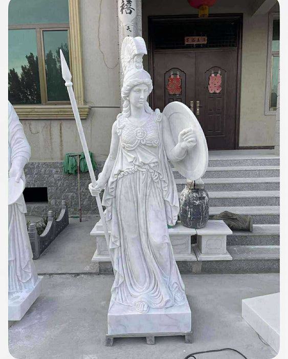 HAND CARVED ATHENA WARRIOR STATUE