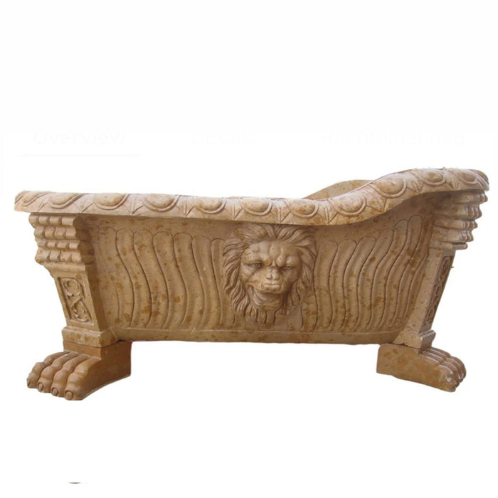 LUXURIOUS MARBLE LION CARVED BATH TUB