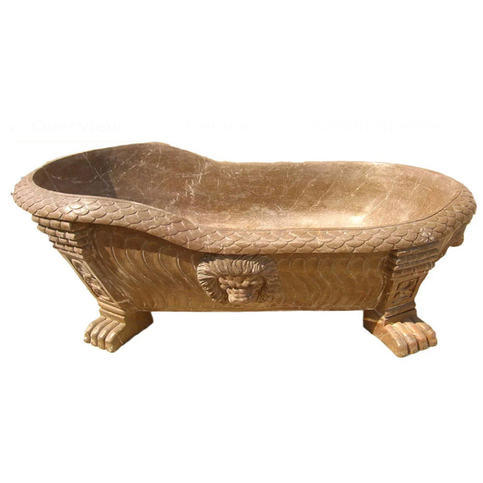LUXURIOUS MARBLE LION CARVED BATH TUB